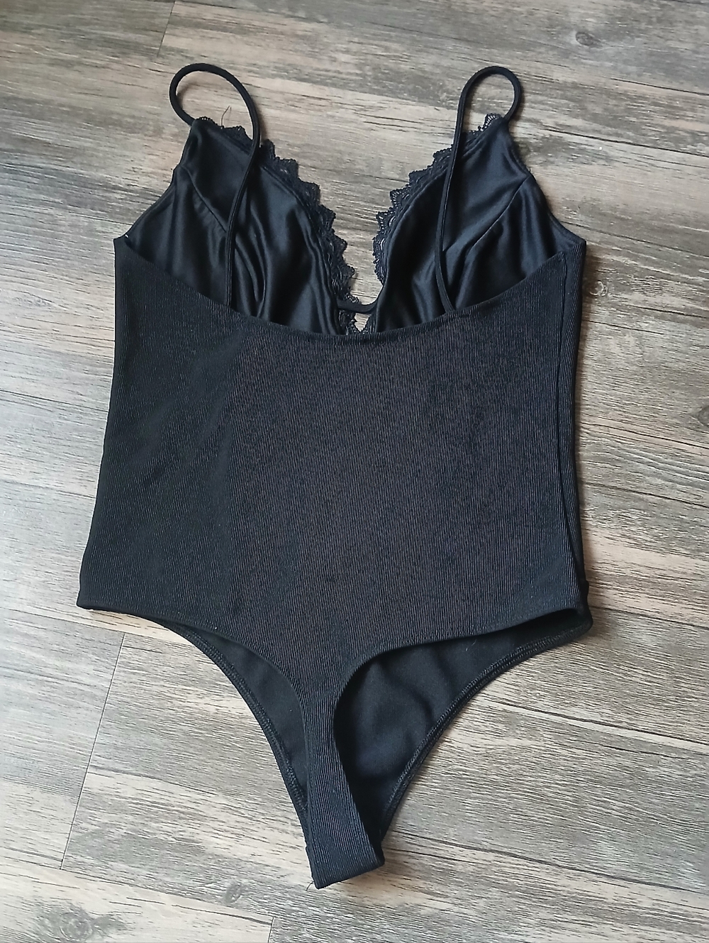 Express Black Lace-Trim Bodysuit Tank Top - Picture 6 of 13